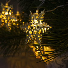 FH hely Ünnepi dekorációs LED fényfüzér - meleg fehér, arany hópelyhek, USB csatlakozóval / 2 méter (922) karácsonyfa izzósor