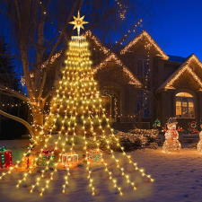 FHhely Karácsonyfa formájú LED fényfüzér, 8 világítási mód - meleg fehér karácsonyfa izzósor