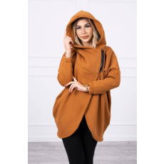 FiatalDivat Asszimetrikus melegítő felső rövid cipzárral modell 9110 camel szín