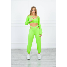 FiatalDivat Atlétaruha szett 9340 neonzöld modell crop-top blúzzal női edzőruha