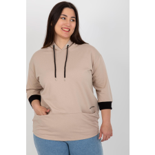 FiatalDivat Bézs oversize kapucnis pulóver zsebekkel, 24154-es modell női pulóver, kardigán