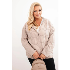 FiatalDivat Bézs perforált kapucnis pamut oversize cipzáros pulóver, 3802-es modell