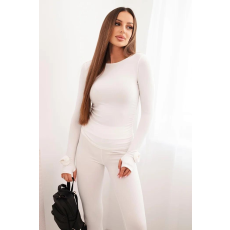 FiatalDivat Blúz és bordázott viszkóz leggings szett, 0333-as modell, ekrü színben