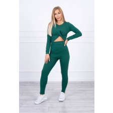 FiatalDivat Blúz és leggings nadrágból álló crop-top szett modell 9329 sötét zöld blúz