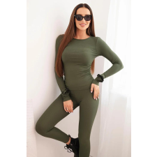 FiatalDivat Blúz és leggings szett bordázott viszkózból, 0333-as modell, khaki színben blúz