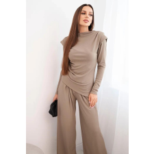 FiatalDivat Bordázott blúz és bő nadrág szett, 0319-es modell, fango színben blúz