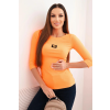 FiatalDivat Bordázott blúz háromnegyedes ujjakkal és rátéttel 64672 narancssárga