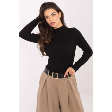 FiatalDivat Bordázott garbós pulóver 90814 fekete