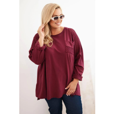 FiatalDivat Bordó perforált applikációs oversize pulóver, 3790-es modell női pulóver, kardigán