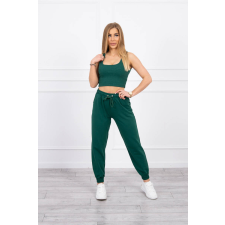 FiatalDivat Crop-top tréningruha szett pántokkal, modell 9334 sötétzöld női edzőruha