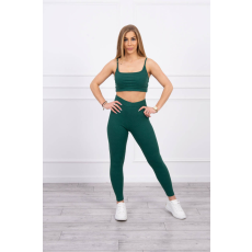 FiatalDivat Crop-top tréningruha szett pántokkal, modell 9355 sötétzöld
