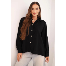 FiatalDivat Elegáns viszkóz ing díszgombokkal, 25551-es modell, fekete