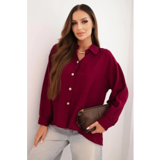 FiatalDivat Elegáns viszkóz ing díszgombokkal, 25551-es modell, sötét bordó