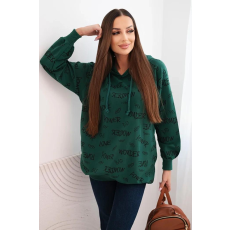 FiatalDivat Feliratos kapucnis pulóver 67962 modell zöld