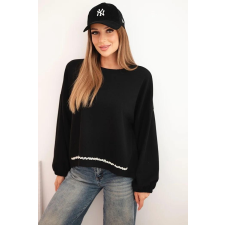 FiatalDivat Felső díszített alsó szegéllyel, 92581 modell, fekete női pulóver, kardigán