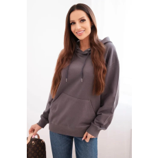 FiatalDivat Grafitszínű pamut kapucnis pulóver kenguruzsebbel HIT01