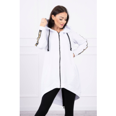 FiatalDivat Hosszabbított melegítő felső kapucnival és cipzárral hátul fehér