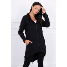 FiatalDivat Hosszabbított melegítő felső kapucnival és cipzárral hátul fekete női pulóver, kardigán