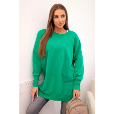 FiatalDivat Hosszított pamut pulóver hasítékokkal, 69508-as modell, zöld