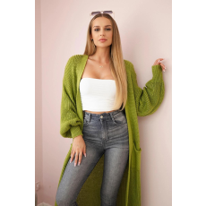 FiatalDivat Hosszú kardigán pulóver modell IT-8 világoszöld