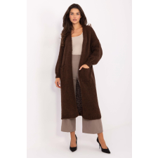 FiatalDivat Hosszú kardigán pulóver zsebekkel, 15582-es modell, barna női pulóver, kardigán