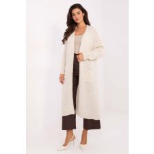 FiatalDivat Hosszú kardigán pulóver zsebekkel, 15582-es modell, világos bézs női pulóver, kardigán