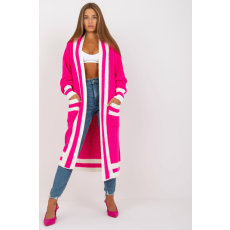 FiatalDivat Hosszú kardigán pulóver zsebekkel, 29106-os modell, neon rózsaszín