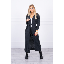 FiatalDivat Hosszú kardigán szvetter megkötővel a derekában modell 2021-17 grafit szín női pulóver, kardigán