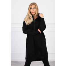 FiatalDivat Hosszú meleg szabadidő felső kapucnival és rojtokkal modell 9301 fekete