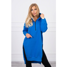 FiatalDivat Hosszú meleg szabadidő felső kapucnival és rojtokkal modell 9301 királykék szín női pulóver, kardigán