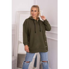 FiatalDivat Hőszigetelt pulóver oldalsó rögzítéssel, patentos, 9358-as modell, khaki színű