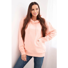 FiatalDivat Kapucnis pamut pulóver kenguruzsebbel HIT01 világos rózsaszín