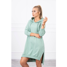 FiatalDivat Kapucnis ruha hosszabbított hátsó résszel modell 9078 sötét menta zöld női ruha