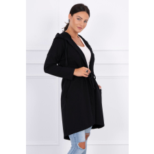 FiatalDivat Kardigán kapucnival és hosszabbított hátsó résszel modell 8998 fekete női pulóver, kardigán