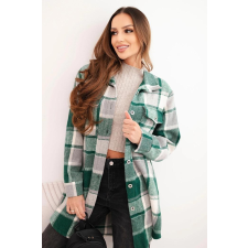 FiatalDivat Kockás pulóver ing, 9007-es modell, zöld női pulóver, kardigán