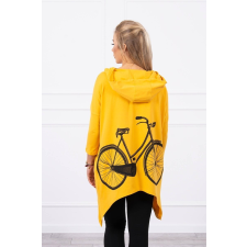 FiatalDivat Melegítő felső bicikli nyomtatással a háton modell 9139 mustár szín női pulóver, kardigán