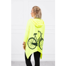 FiatalDivat Melegítő felső bicikli nyomtatással a háton modell 9139 neon sárga