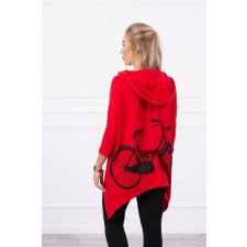 FiatalDivat Melegítő felső bicikli nyomtatással a háton modell 9139 piros női pulóver, kardigán