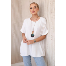 FiatalDivat Oversize blúz medállal IT-31 világos bézs színű