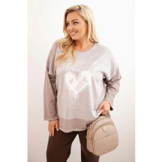 FiatalDivat Oversize pulóver szív mintával és hátul zsinórokkal, 1507-es modell, fango színben