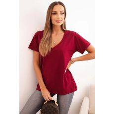 FiatalDivat Pamut blúz szív alakú nyakkivágással PL6 bordó modell