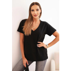 FiatalDivat Pamut blúz szív alakú nyakkivágással PL6 modell fekete