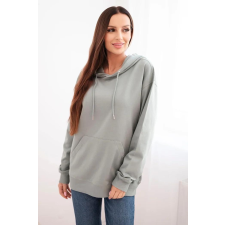 FiatalDivat Pamut kapucnis pulóver kenguruzsebbel HIT01 sötét mentazöld női pulóver, kardigán