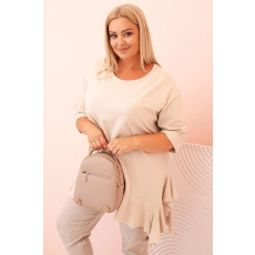 FiatalDivat Pamut oversize fodros blúz, 25196-os modell, bézs