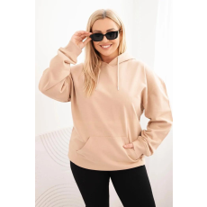 FiatalDivat Pamut oversize kapucnis kenguruzsebes pulóver HIT02 modell, bézs