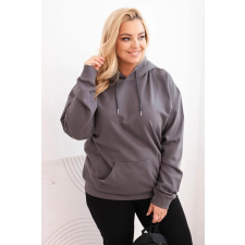 FiatalDivat Pamut oversize kapucnis pulóver kenguruzsebbel HIT02 grafitszürke modell női pulóver, kardigán