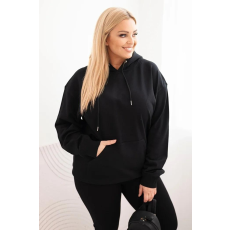 FiatalDivat Pamut oversize kapucnis pulóver kenguruzsebbel HIT02 modell fekete