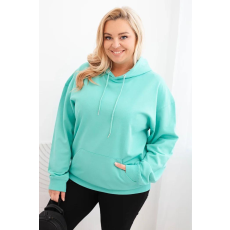 FiatalDivat Pamut oversize kapucnis pulóver kenguruzsebbel HIT02 modell mentol színben