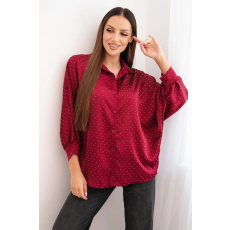 FiatalDivat Pöttyös viszkóz blúz gombokkal és gallérral 5337-es modell bordó