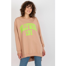 FiatalDivat Pulóver meghosszabbított hátrésszel, Hollywood Life beige+green felirattal